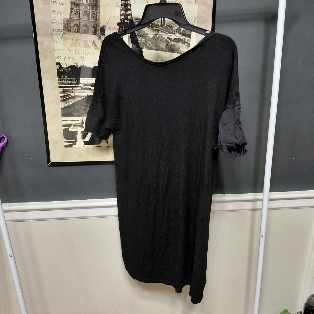 Splendid Black Dress with Fringe Detail